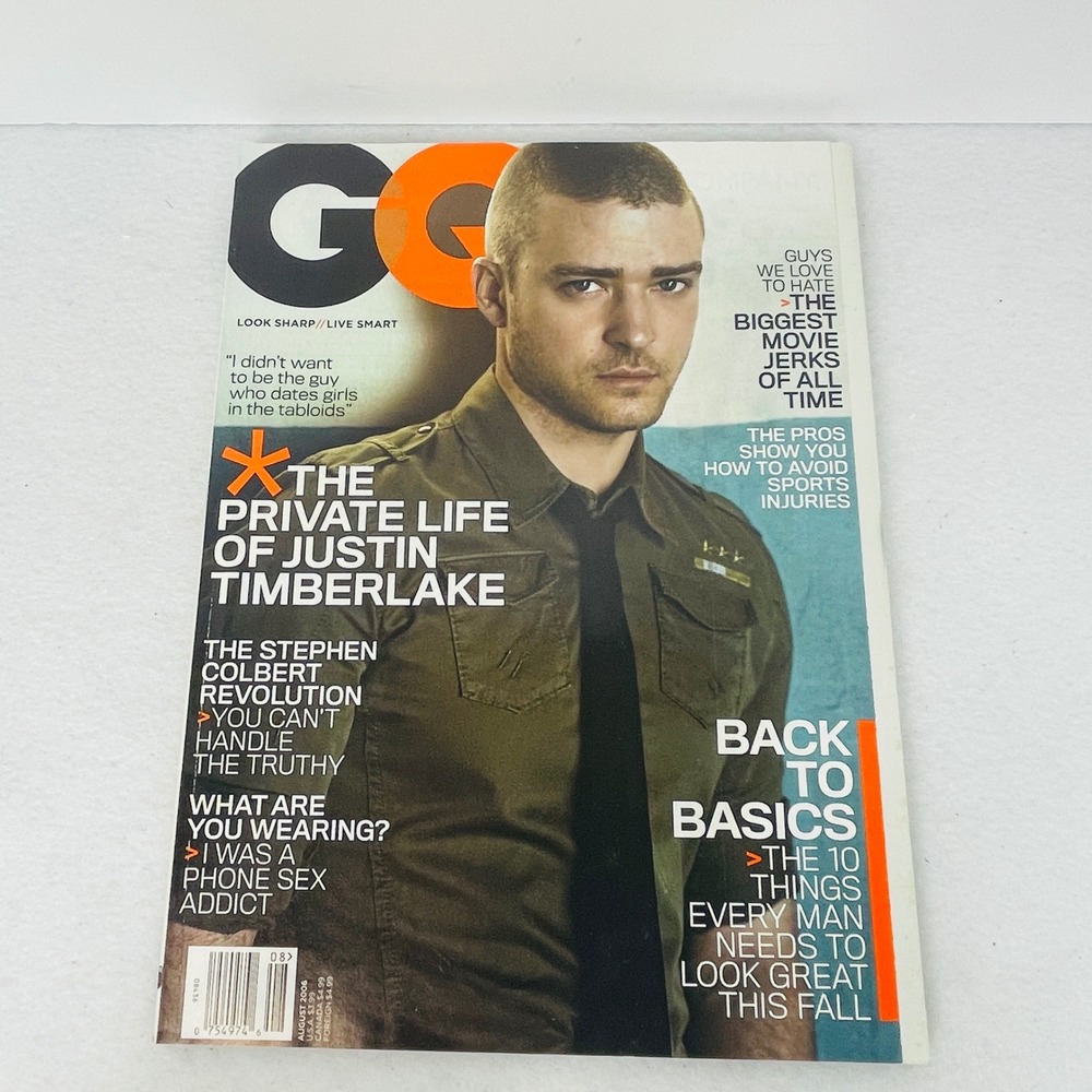 GQ Magazine August 2006 Justin Timberlake Cover Stephen Colbert Men Fashion